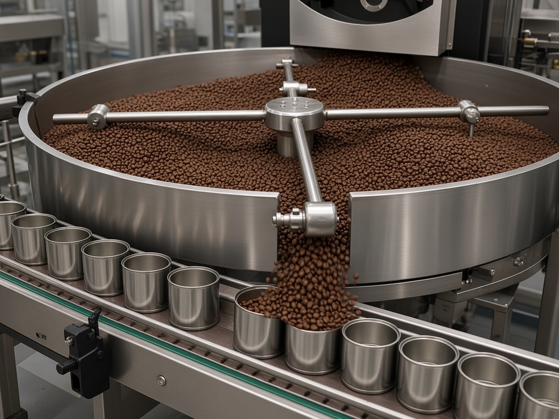 Robotic arm filling coffee cans